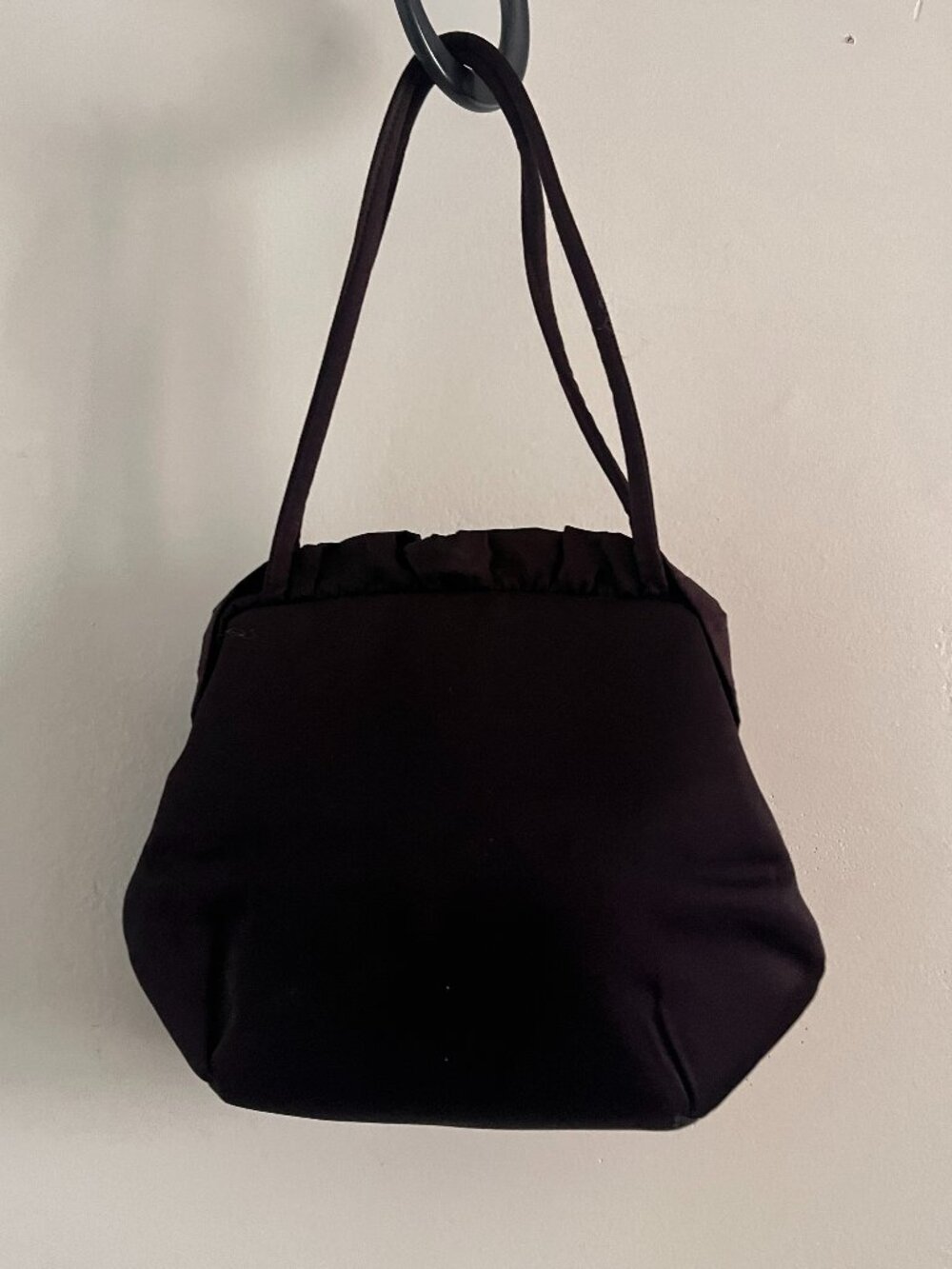 Morris Moskowitz Peau De Faille Dark Purple Silk Satin Evening Bag c1960s